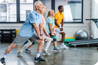 Elderly people stretching